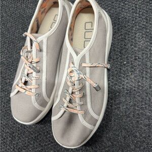 Hey Dude Gray and Pink Canvas Sneakers